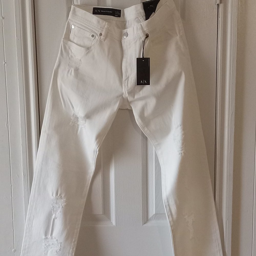Mens White Armani Exchange Jeans